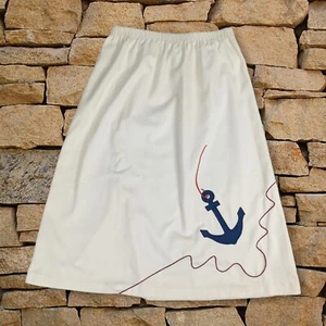 Vintage Nautical Skirt Medium Applique Anchor High Waist Rockabilly Mid Century  - Picture 1 of 8