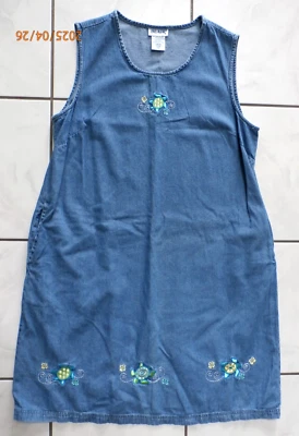De Colección Blair Mujer Denim Jersey Vestido Bordado Tortuga Bolsillos Talla L H13 Foto 1 de 4
