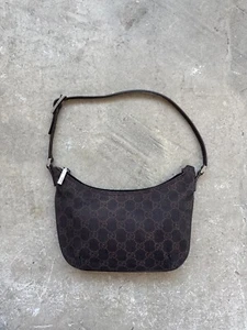 Vintage Gucci GG Monogram Crescent Shoulder Bag - good condition - UK ✅ - Picture 1 of 9