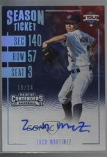 2016 Panini Elite Extra Edition Season Ticket Cracked Ice /24 Zach Martinez Auto