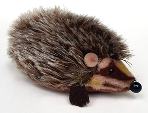 Steiff Vintage Plüschtier Igel Joggi 1670/10 braun/beige L 12 cm, um 1970, Knopf - Bild 1 von 2