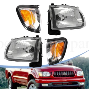 For 2001 2002 2003 2004 Toyota Tacoma White Headlights & Black Corner Light 4Pcs - Picture 1 of 10
