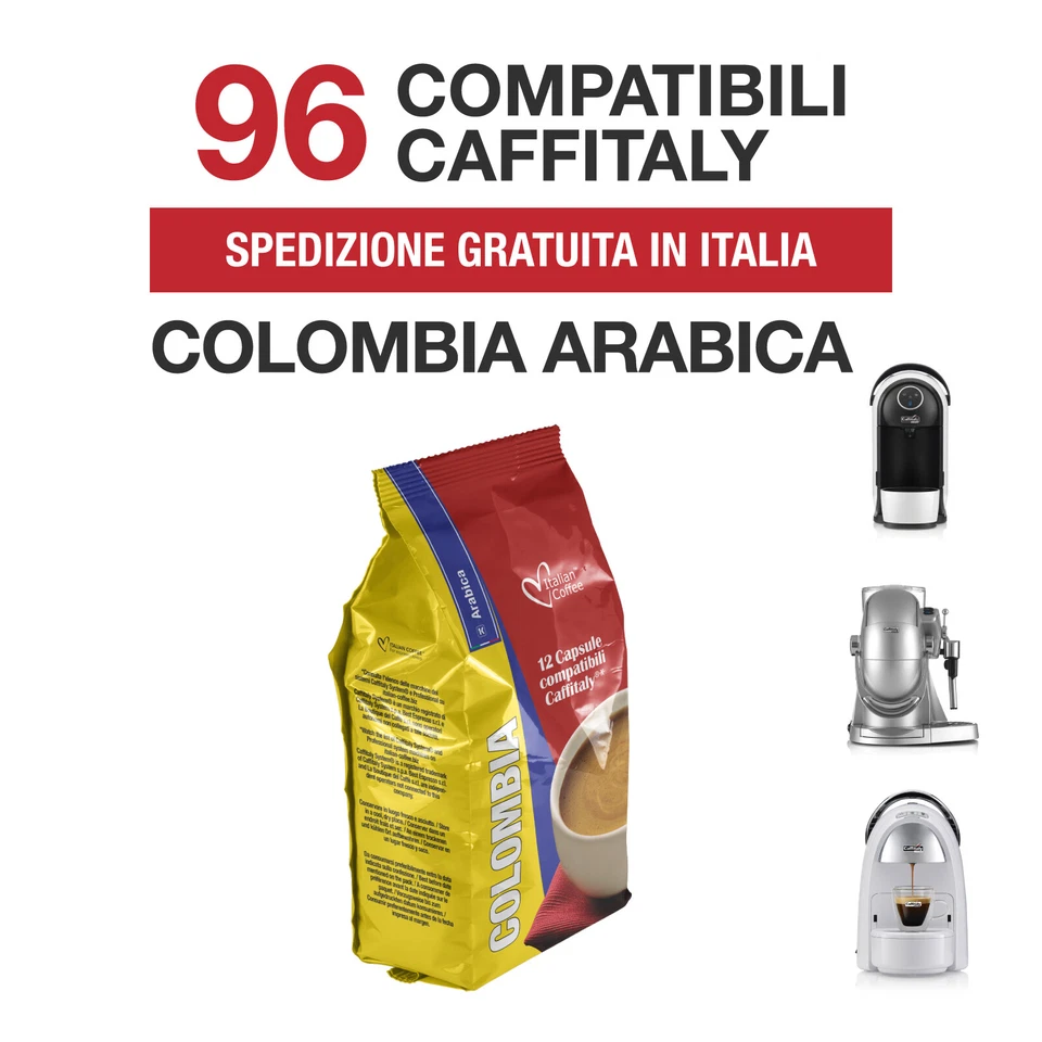 96 Capsule caffè Colombia 100% Arabica Italian Coffee compatibili Caffitaly