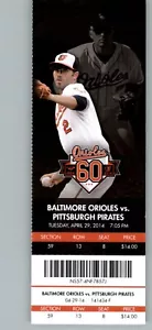 Pittsburgh Pirates vs Baltimore Orioles 4/29/2014 Full Ticket - J.J. Hardy - Picture 1 of 2