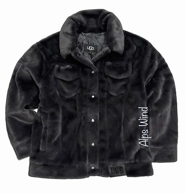UGG® Frankie 人造毛皮卡车司机夹克墨水,尺寸 - S 全新带标签 $228 — 第 1/4 张图片