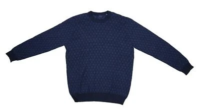Suéter Pullover Toscano Para Hombres Azul Marino Estampado Geométrico Manga Larga Cuello Redondo XL Foto 1 de 4