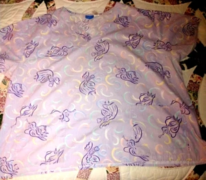 SCRUBS TOP SHIRT CREST SOFT WEAR PURPLE MODERN ART MULTI COLOR SWIRLS 3XL - Picture 1 of 3
