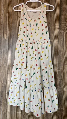 Hanna Andersson Tiered Fruit Print Cotton Dress Size 120 6-7 Summer Vacay Read - Image 1 of 4