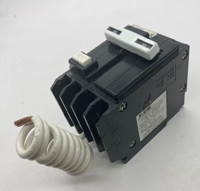 GE THQL2150GFT 2 Pole 50 Amp 120 240V THQL Plug On GFCI GFI Ground Fault Breaker - Image 1 of 4