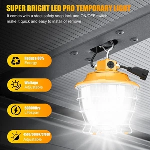 100W LED Temporary Work Lights Fixture IP65 for High Bay Construction Jobsite - Picture 1 of 12
