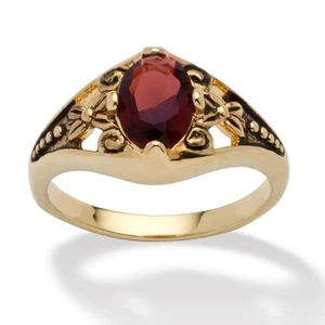 Simulated Birthstone Gold-Plated Filigree Ring - Picture 1 of 5