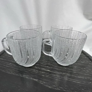 4er Set Arcoroc USA Seabreeze Klarglas Swirl Kaffee Tee Becher Tassen Küste - Bild 1 von 8