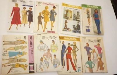 Sewing Patterns Lot Simplicity Vogue 60's, 70's,80's Vintage Fashion For Women - Image 1 of 4