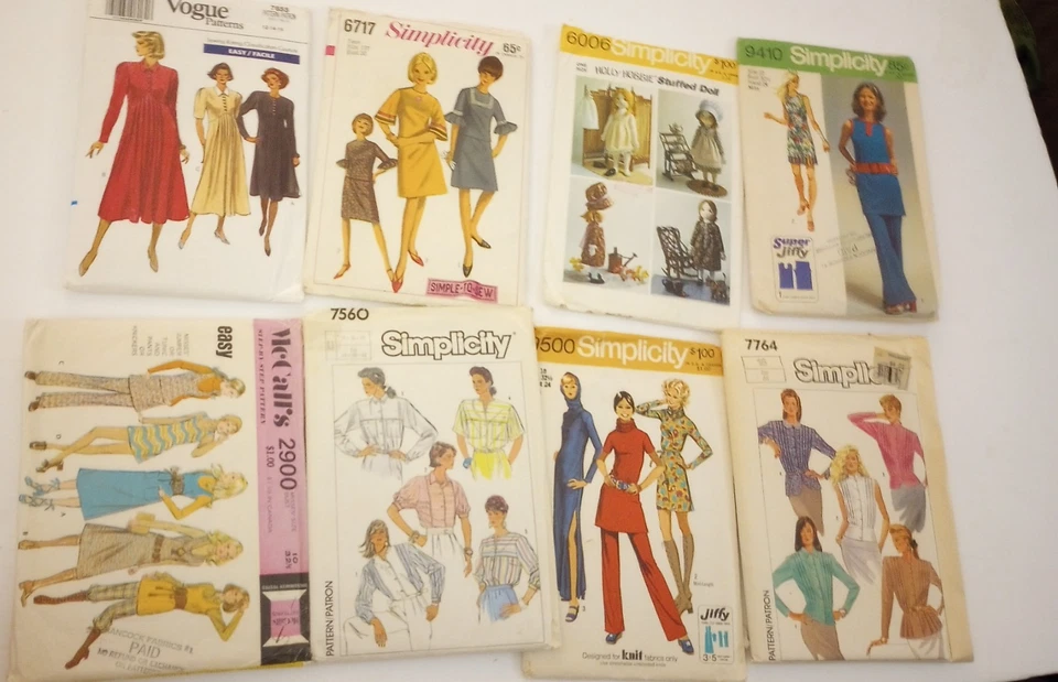 Sewing Patterns Lot Simplicity Vogue 60's, 70's,80's Vintage Fashion For Women - Image 1 of 4