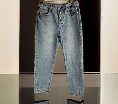 Pantalones de mezclilla Habitual azules cintura alta botón mosca tobillo talla 29 Foto 1 de 4