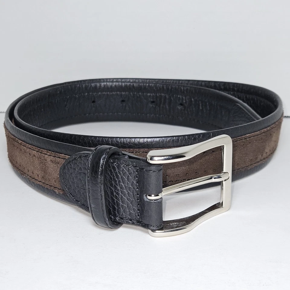 Cinturón Canali Cuero Gamuza Negro Marrón Para Hombre Talla 85/100 EE. UU. 34 Hebilla Latón Plateado Foto 1 de 4