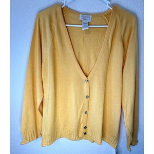 Designers Originals Womens Button Up Cardigan Yellow Size Small Cottagecore Top - Picture 1 of 4