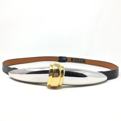 Cinturón ajustado Alexis Kirk para mujer talla S/M pequeño mediano negro piel de serpiente declaración Foto 1 de 4