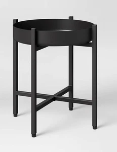 Mesa redonda Project 62 moderna de metal negro con soporte para plantas de interior y exterior de 12 pulgadas - Imagen 1 de 5