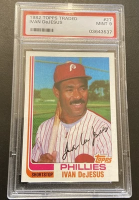 PSA 9 Mint Baseball  Card 1982 TOPPS TRADED # 27 PHILA.  PHILLIES IVAN  DeJESUS - Image 1 of 2