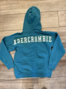 Abercrombie & Fitch Kids Hooded Sweatshirt Size 13/14 Boys Unisex Teal Green - Picture 1 of 2