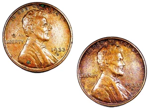 (2) 1933-D Lincoln Wheat Pennies....  Nice Detailed Coins....   10-22-1 - Picture 1 of 5