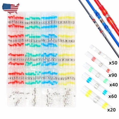 260pcs Insulated Solder Seal Sleeve Terminals Heat Shrink Butt Wire Connectors - Image 1 of 4