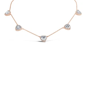 7.17 TCW 14K Oro Rosa Natural Triángulo Corte Topacio Blanco Collar de Diamantes - Imagen 1 de 2