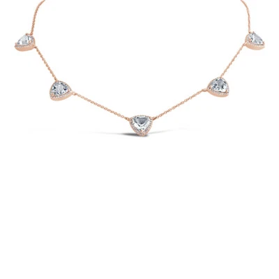 7.17 tcw 14K Rose Gold Natural Triangle Cut White Topaz Diamond Necklace - Image 1 of 2