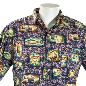 Bimini Bay Outfitters Ltd Shirt XL Game Fish Blue Yellow Green - Picture 1 of 7