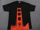 Vintage SF CA Koszula męska Duża Czarna Duże Logo Golden Gate Bridge Bawełna USA 