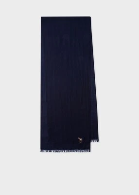 Bufanda de lana suave Paul Smith $200 en azul marino con bordado de cebra. ¡Gran regalo! Foto 1 de 4