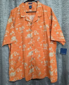 Falls Creek NWT Orange/Tan Tropical Short Sleeve Mens 2xl - Picture 1 of 4