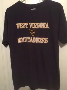 WEST VIRGINIA MOUNTAINEERS SIZE MEDIUM T-SHIRT SEWN ON LETTERING - Picture 1 of 3