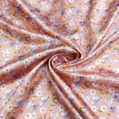 1 yarda X 1.48 Retro Floral Satinado Tela Suave Bufanda Forro Material Hágalo Usted Mismo Foto 1 de 4