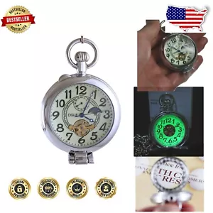 Klassische mechanische Taschenuhr mit Tourbillon, Mondphase und Leuchtzifferblatt - Bild 1 von 11