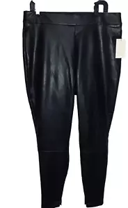 NWT WOMEN'S Leggings Black Faux Leather-PLUS SIZE - Picture 1 of 4