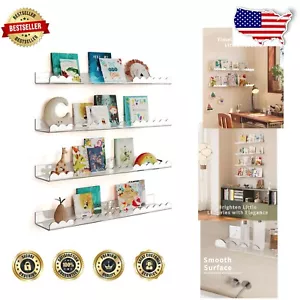 Floating Shelves 23” - 4 Clear Acrylic Racks for Books and Decor in Kids Rooms - Picture 1 of 8