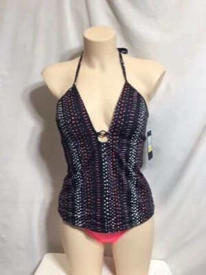 Women's NWT Rachel Roy Dot Dash Halter Tankini Swim Top Multicolor - Image 1 of 4
