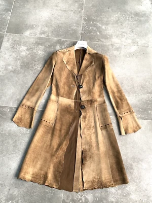 Mujer SYLVIE SCHIMMEL Paris Cordero Cuero Trench Coat Chaqueta EU 36 UK 8 US 4 XS Foto 1 de 4