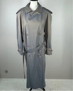 Forecaster of Boston Vintage Trench Coat Women Blue 11/12 Belted Double Breasted - Picture 1 of 18