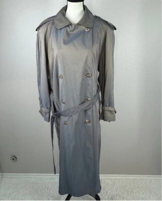 Forecaster of Boston Vintage Trench Coat Women Blue 11/12 Belted Double Breasted - Image 1 of 4