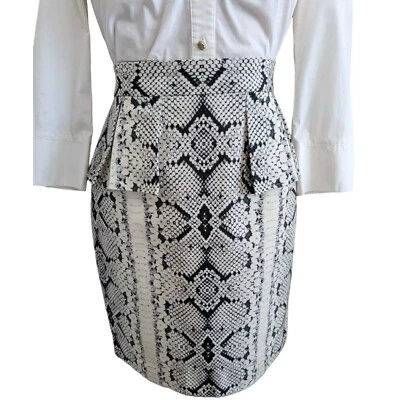 Falda Anthropologie Talla 2 Nanette Leporo Estampado Piel de Serpiente Algodón Seda Carrera Foto 1 de 4