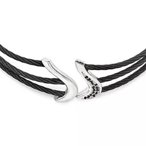 Cuello flexible cable espinela negro de titanio y plata de ley Edward Mirell - Imagen 1 de 6