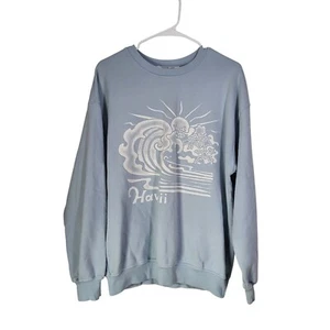 Daydreamer for Free People Hawaii Surf Oversized Sweatshirt Blue White XS - Picture 1 of 7