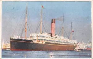 SHIP OF THE BIBBY LINE IN A HARBOR, ARTIST LINE ~ used Paquebot Cancel 1923 - Picture 1 of 2