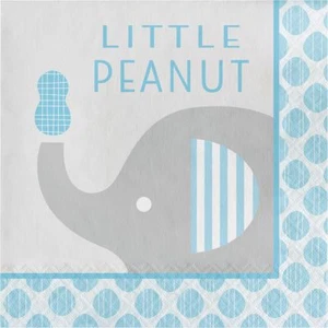 "Little Peanut" Boy 16 Blue Elephant Baby Shower Luncheon Napkins - Picture 1 of 1