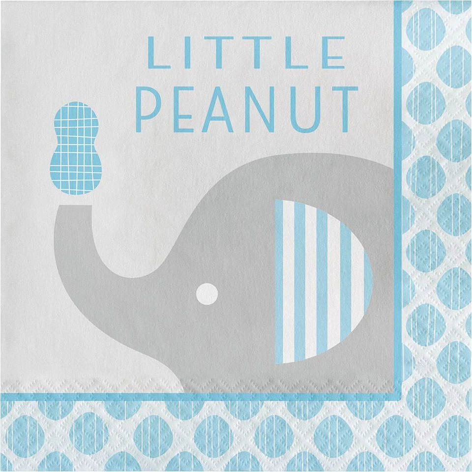 "Little Peanut" Boy 16 Blue Elephant Baby Shower Luncheon Napkins - Image 1 of 1