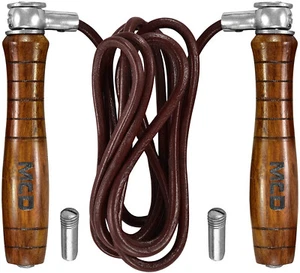 MCD Cross Fit pérdida de peso mango de madera cuero ajustable salto cuerda para saltar - Imagen 1 de 12