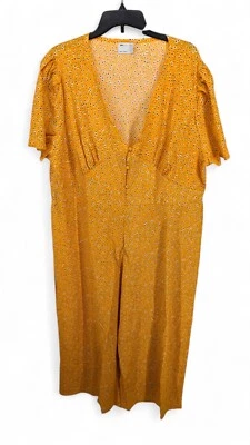 ASOS Design Women's Curve Tea Jumpsuit Mustard Ditsy Floral Curve sz 20 - Image 1 of 4